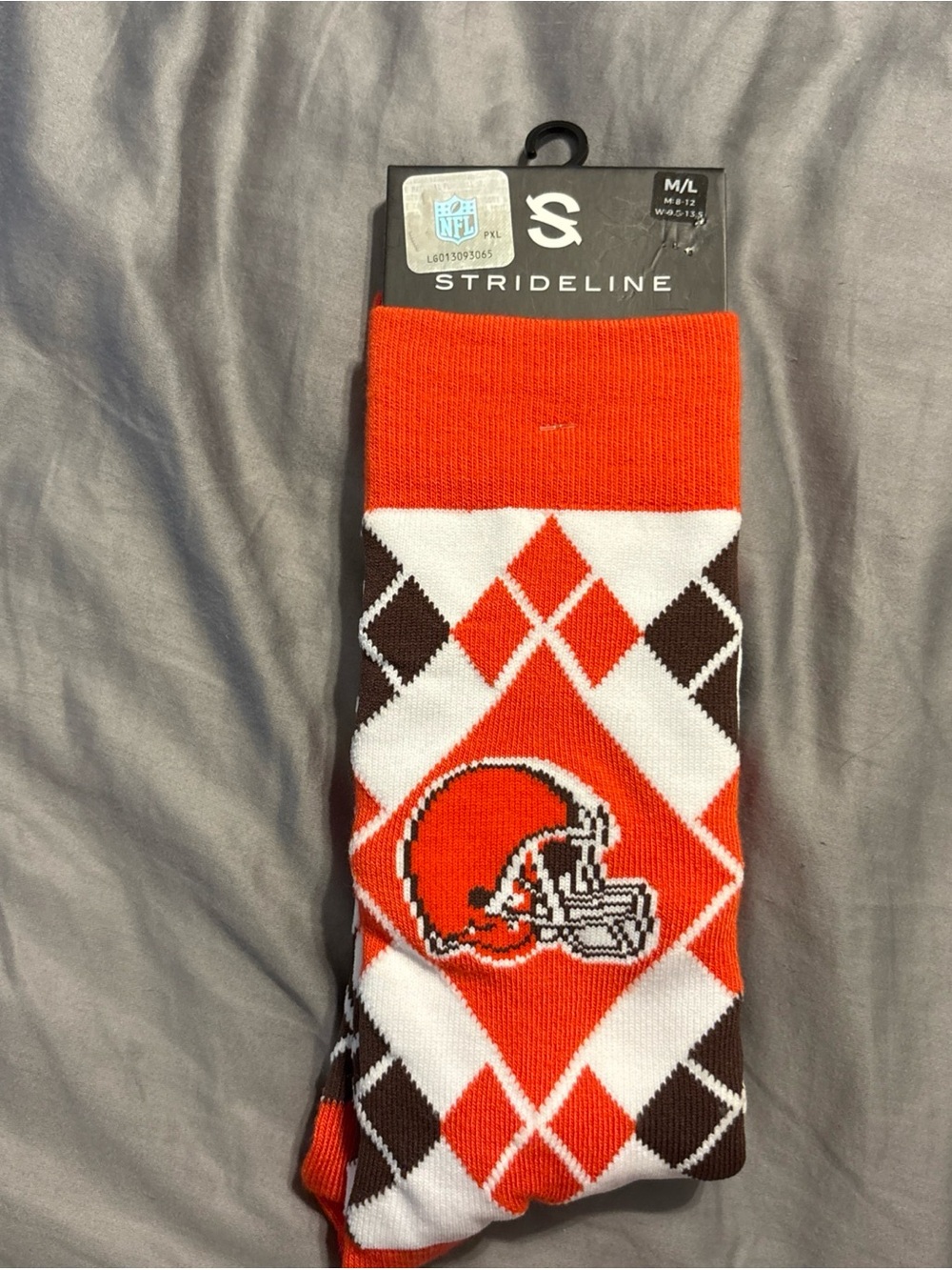 NWT Strideline Cleveland Browns Business Knit Crew Argyle M/L Men 8-12